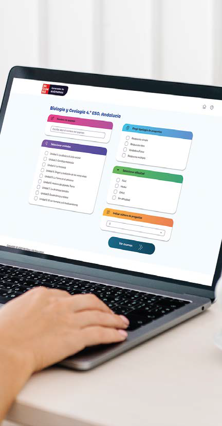 Optimiza tu tiempo y personaliza la evaluaci&oacute;n de tus alumnos con nuestra herramienta. Crea pruebas rigurosas y variadas en solo unos clics.  Elige las unidades que deseas evaluar, para un seguimiento preciso del progreso curricular. Tipolog&iacute;a de pregunta